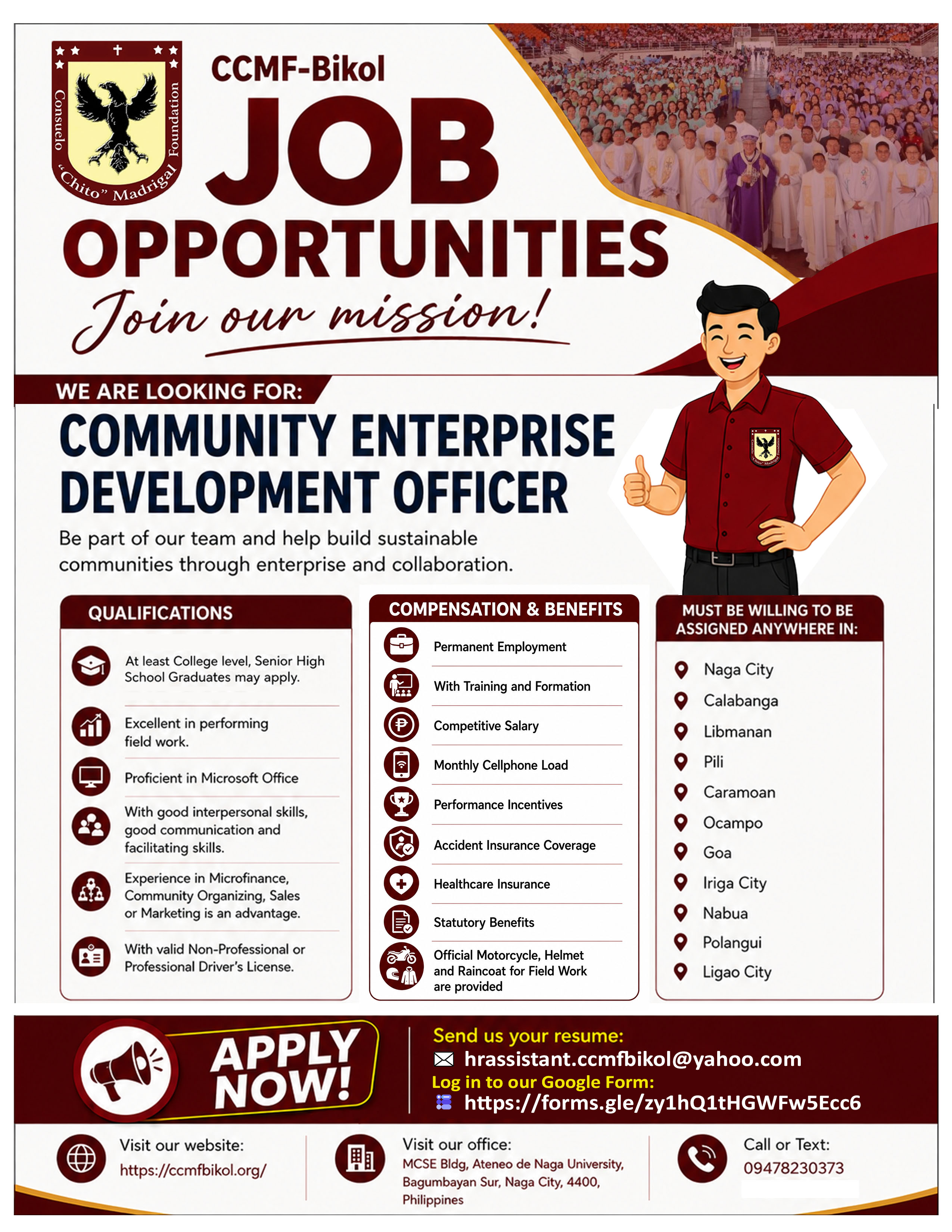 HIRING!!! Consuelo "Chito" Madrigal Foundation - Bikol, Inc. 